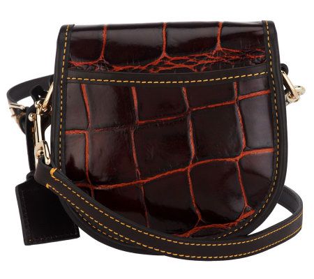 Dooney & Bourke Croco Embossed Leather Mini Flap Crossbody