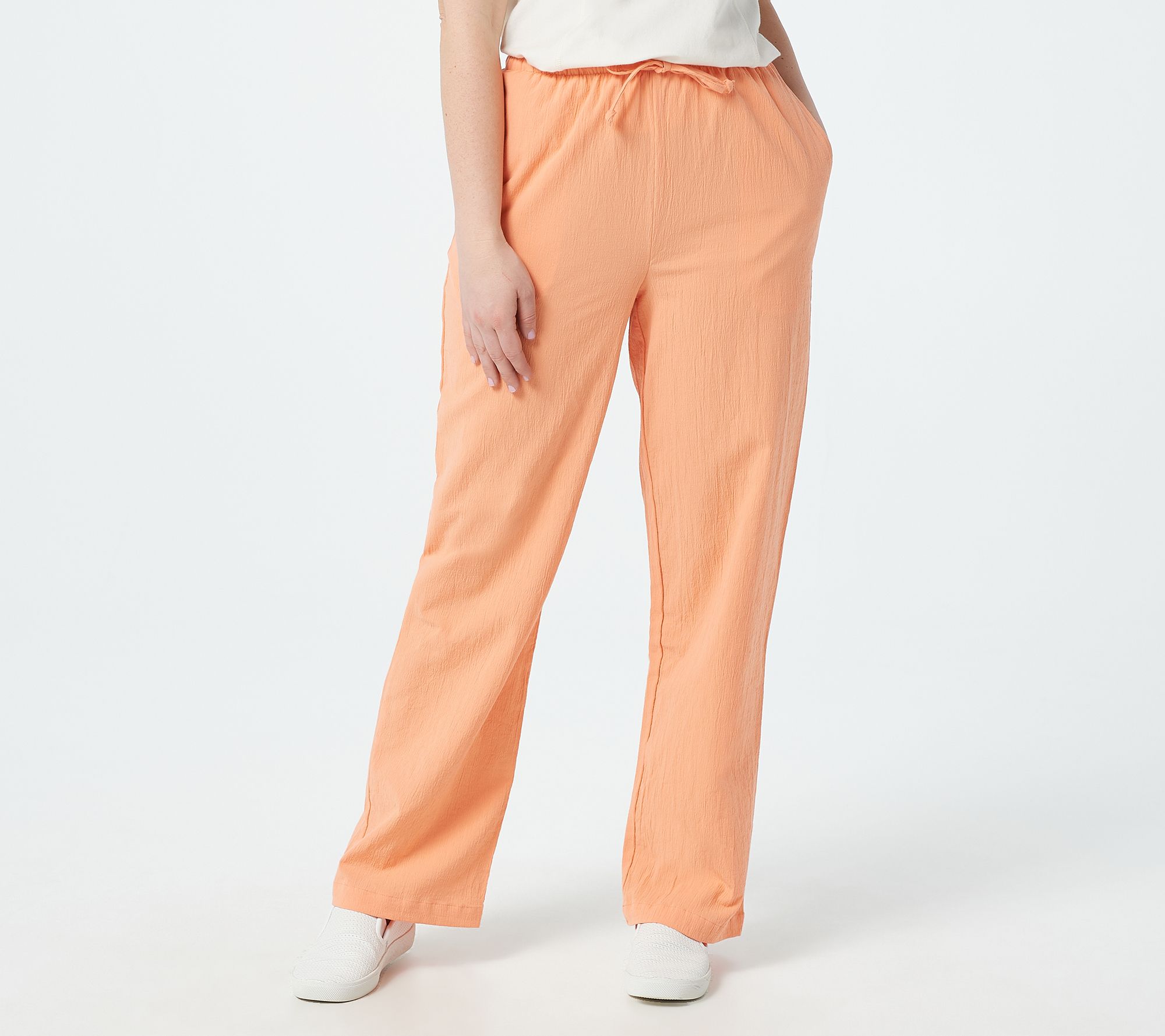 Denim & Co. Regular Classic Waist Drawstring Gauze Pants - A69927