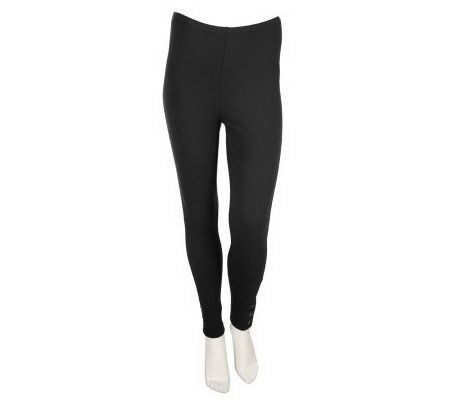 Sport Savvy Stretch Knit Full Length Leggings with Button Trim - A203028
