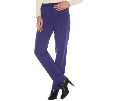 Isaac Mizrahi Live! Straight Leg Pants with Pleat Detail - A209728