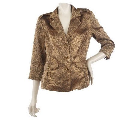 Joan Rivers Textured Metallic Python Pattern Jacket - A213028