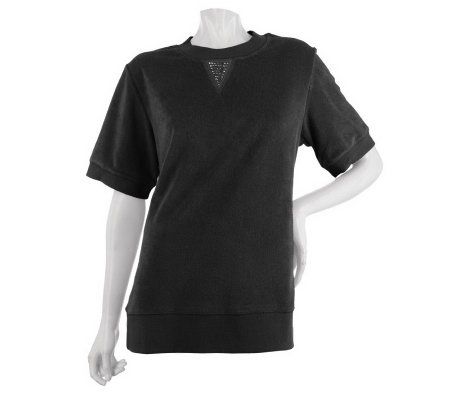 Quacker Factory Short Sleeve Terry Shirt with Sparkle Detail - A213728