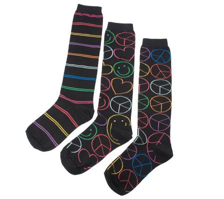 little missmatched CrazyCoordinate Peace & Love Knee Highs