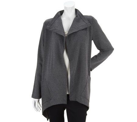 George Simonton Heather Ponte Knit Drape Front Cardigan - A218428