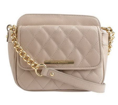 Isaac Mizrahi Live! Quilted Leather Crossbody Bag w/Chain Detail - A218728