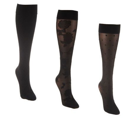 RejuvaHealth Knee High Compression Hosiery w/ Printed Design - A219628