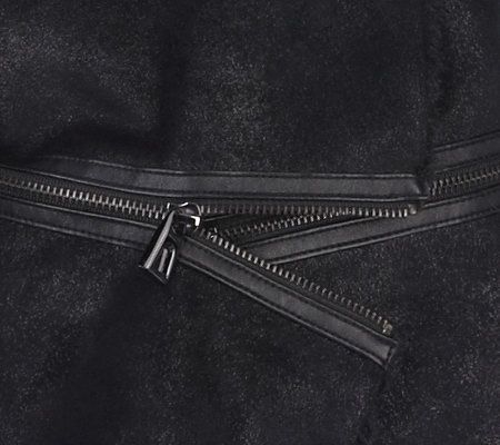 LOGO by Lori Goldstein Faux Shearling Vest with Zipper Detail