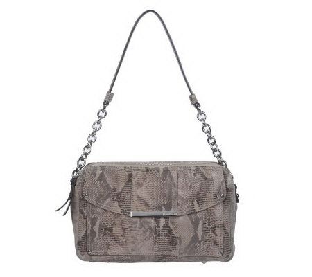 B. Makowsky Double Zip Top Shoulder Bag with Chain Detail - A221828