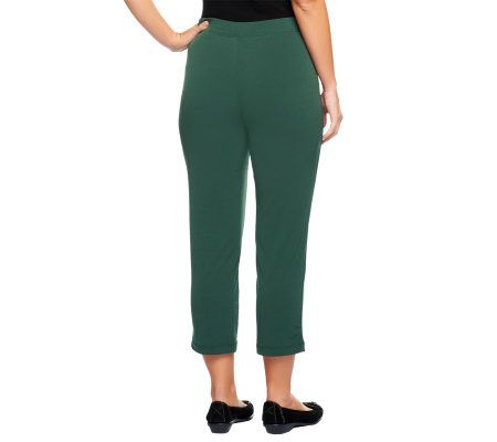 Susan Graver Essentials Liquid Knit Slim Leg Crop Pants