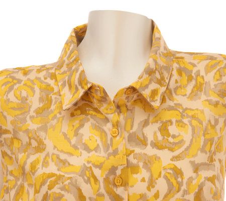 Liz Claiborne New York Sleeveless Button Front Printed Tunic