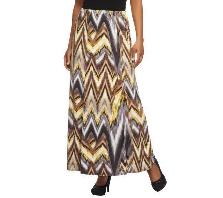 Susan Graver Liquid Knit Pull-on Printed Maxi Skirt Regular - A224328