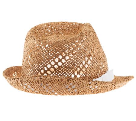 Liz Claiborne New York Paper Straw Crochet Fedora