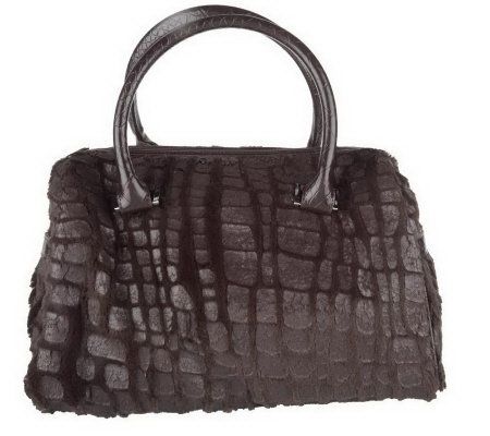 As Is Dennis Basso Faux Fur Zip Top Tote Bag - A225928