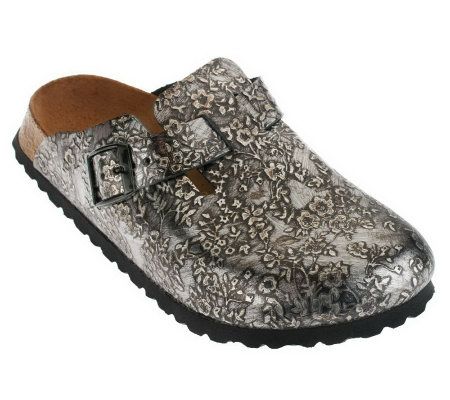 Papillio Boston Leather Floral Impression Clogs - A228428