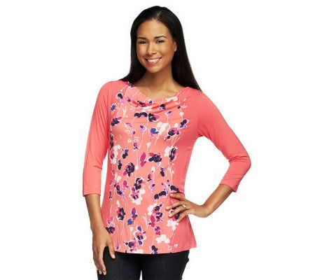 Isaac Mizrahi Live! Wildflower Print Knit Top - A229928