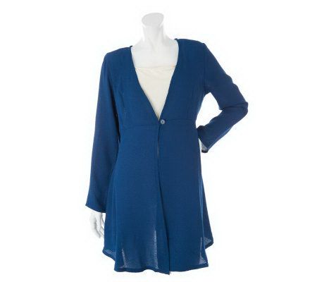 Linea by Louis DellOlio Long Sleeve Single Button Gauze Jacket - A230028