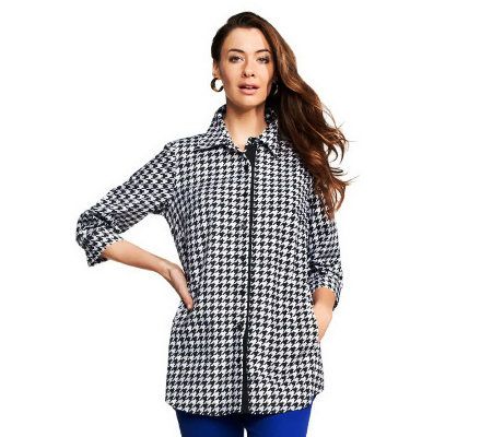 Joan Rivers Classic Houndstooth Boyfriend Shirt - A230528