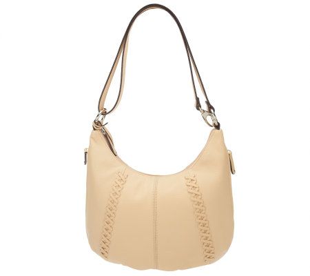 Tignanello Pebble Leather Convertible Hobo Bag w/Stitch Detail