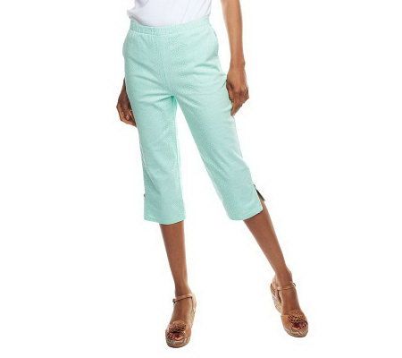 Denim & Co. Classic Waist Stretch Twill Cobra Print Capri Pants - A231428