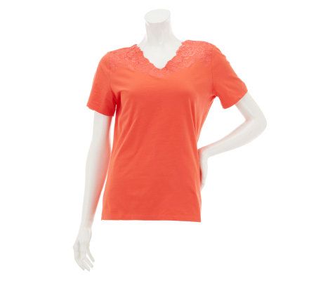 Liz Claiborne New York Short Sleeve T-shirt with Embroidery - A231928