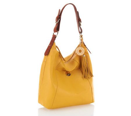 Isaac Mizrahi Live! Bridgehampton Leather Hobo with Turnlock