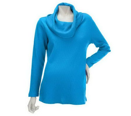 As Is Denim & Co. Long Sleeve Cowl Neck Thermal Tunic - A235728