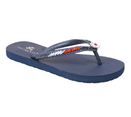 Nomad Womens Firecracker Bead and Jewel Flip-Flop Sandals - A324528