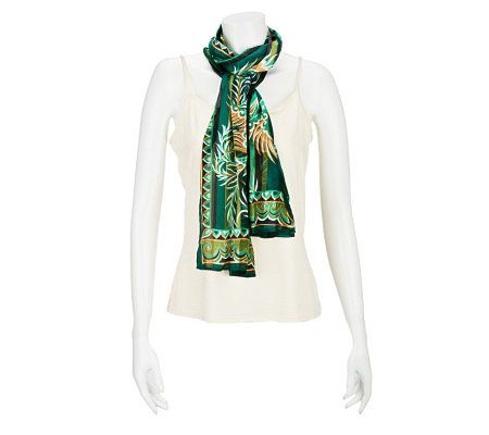 Bob Mackies Phoenix Print Oblong Silk Scarf - A4128