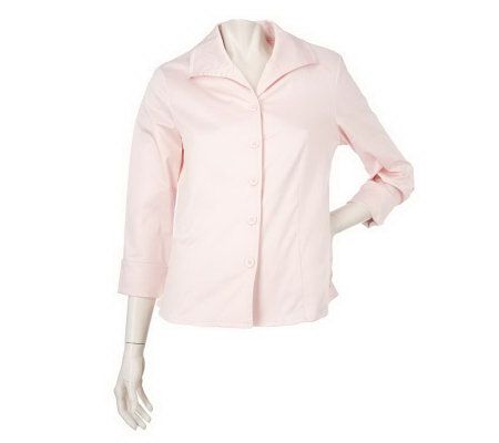 Linea by Louis DellOlio Stretch Cotton Blend Blouse - A87428