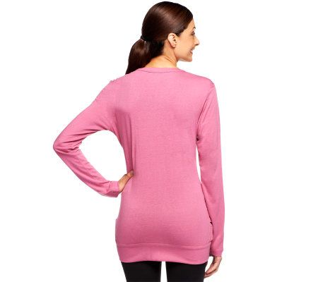 LOGO by Lori Goldstein Chiffon Ruffle Front Cardigan