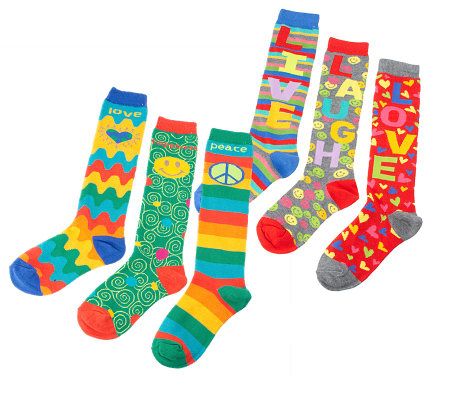 little missmatched CrazyCoordinate Live,Laugh&Love Knee Highs - A217029