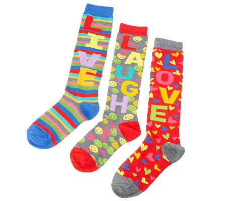 little missmatched CrazyCoordinate Live,Laugh&Love Knee Highs