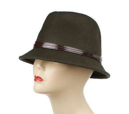 Liz Claiborne New York Felt Fedora Hat with Buckle Belt Detail - A217729