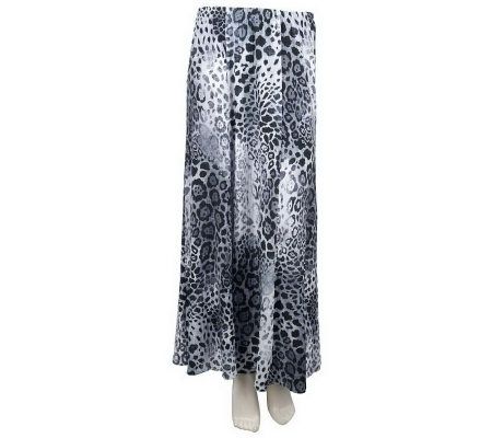 Susan Graver Printed Gauze Pull-on 6-gore Maxi Skirt - A222429