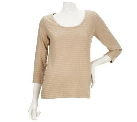 Liz Claiborne New York Scoop Neck Textured Knit Top - A222929