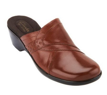 Clarks Bendables April Bayberry Leather Slip-on Clogs - A226229