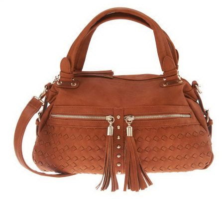 V Couture by Kooba Natasha Woven Satchel w/ Tassel Zippers - A227029