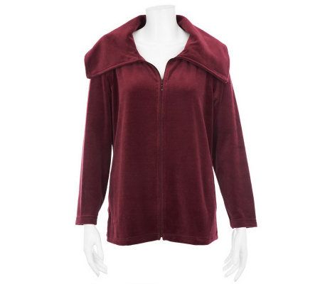 Denim & Co. Velour Zip Front Jacket with Pockets - A229029