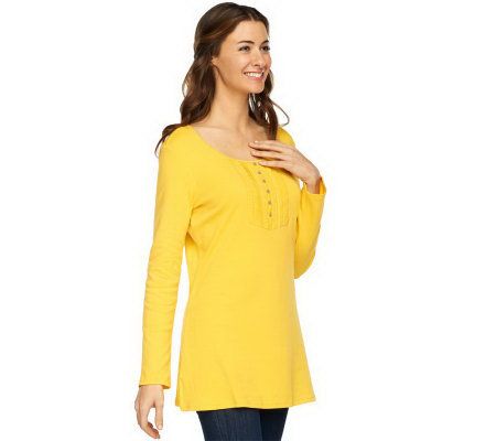 Liz Claiborne New York Long Sleeve Knit Tunic w/Lace Detail - A230429