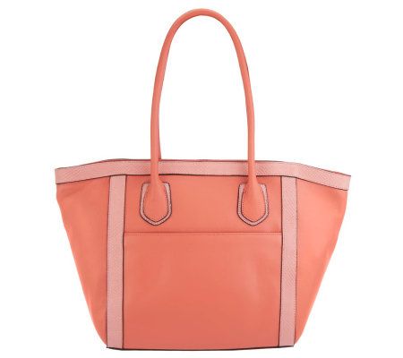 Isaac Mizrahi Live Bridgehampton Colorblock Leather Tote