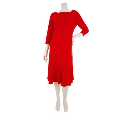George Simonton Crystal Knit Dress with Seam Detail and 3/4 Sleeves - A231229