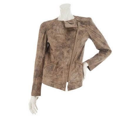 Kris Jenner Kollection Embossed Faux Leather Moto Jacket - A232529