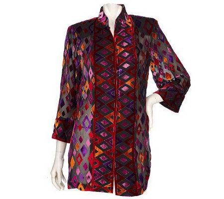 Bob Mackies Velvet Burnout Shirt with Kimono Sleeves - A94929