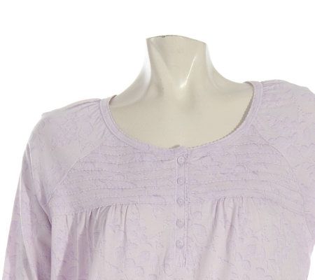 Carole Hochman Wild Blooms Long Sleeve 100Cotton Jersey Gown