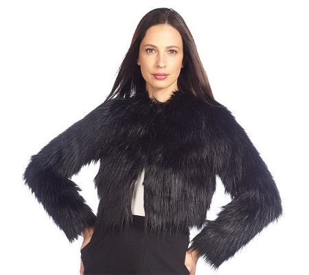 Isaac Mizrahi Live! Cropped Faux Fur Bolero with Pockets - A210330