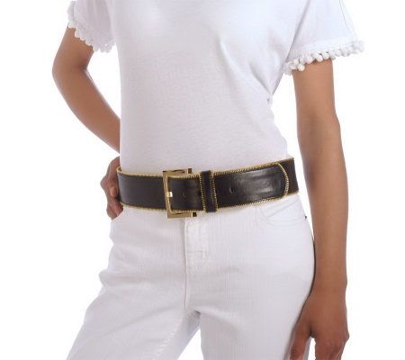 Isaac Mizrahi Live! Leather Zipper Edge Belt - A212530