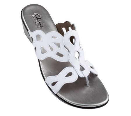 Clarks Bendables Allie Cherry Leather Cutout Thong Sandals - A213930