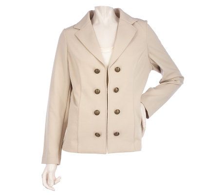 Susan Graver Soho Ponte Jacket with Gold-toned Buttons - A216930