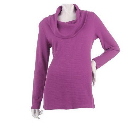 Liz Claiborne New York Long Sleeve Waffle Cowl Neck Tunic - A217130