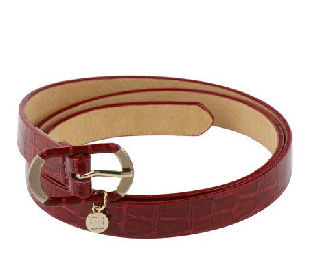 Liz Claiborne New York Lizard Trouser Belt with Clover Dangle - A217430